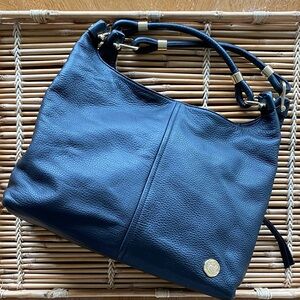 Vintage Vince Camuto Black Pebbled Leather Hobo with Gold Accents